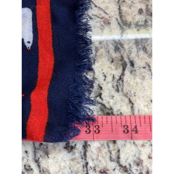 Womens Rectangle Scarf Wrap Navy Blue Polar Bear Red Stripe Border Lightweight - Picture 4 of 6